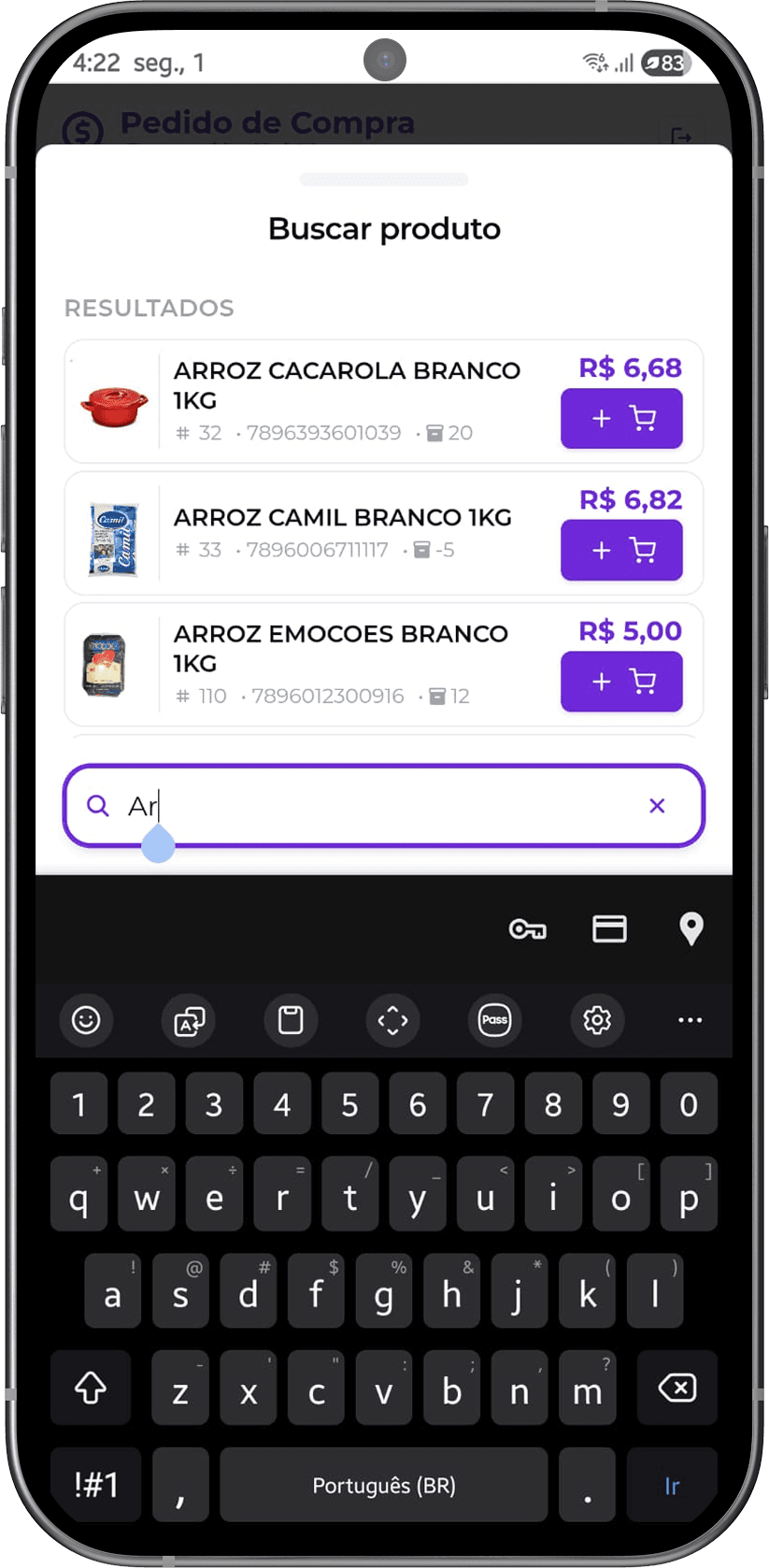 Busca por nome do produto - para quando o cliente não tiver o leitor de código de barras