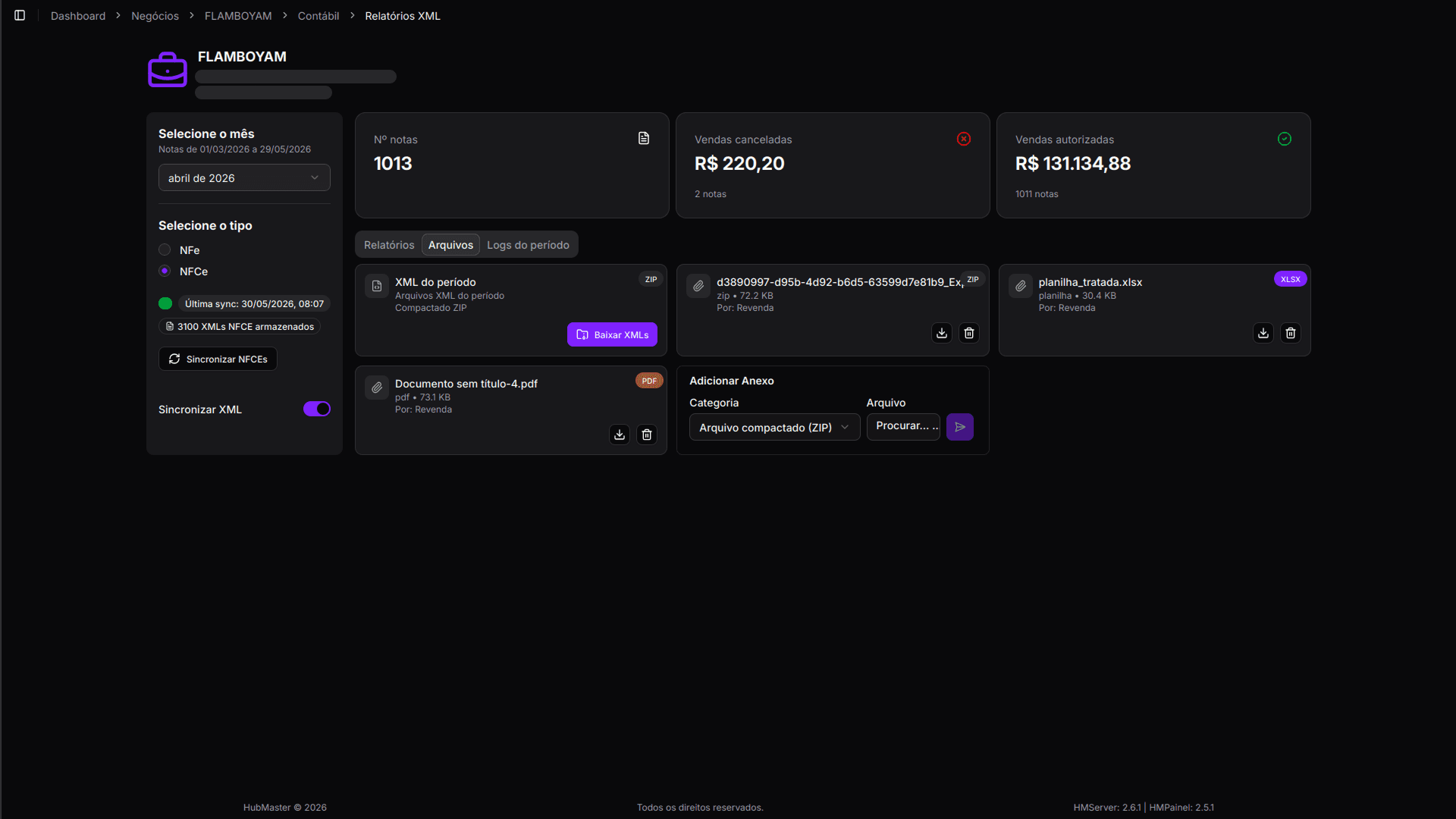 Dashboard Hub Contábil