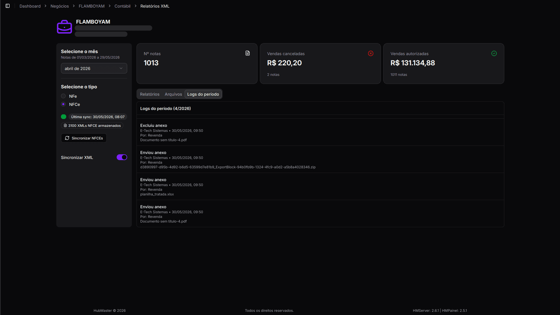 Parte 3 da dashboard do Hub Contábil