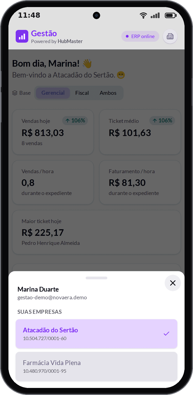 Trocar de empresa: um login para todas as empresas do mesmo dono