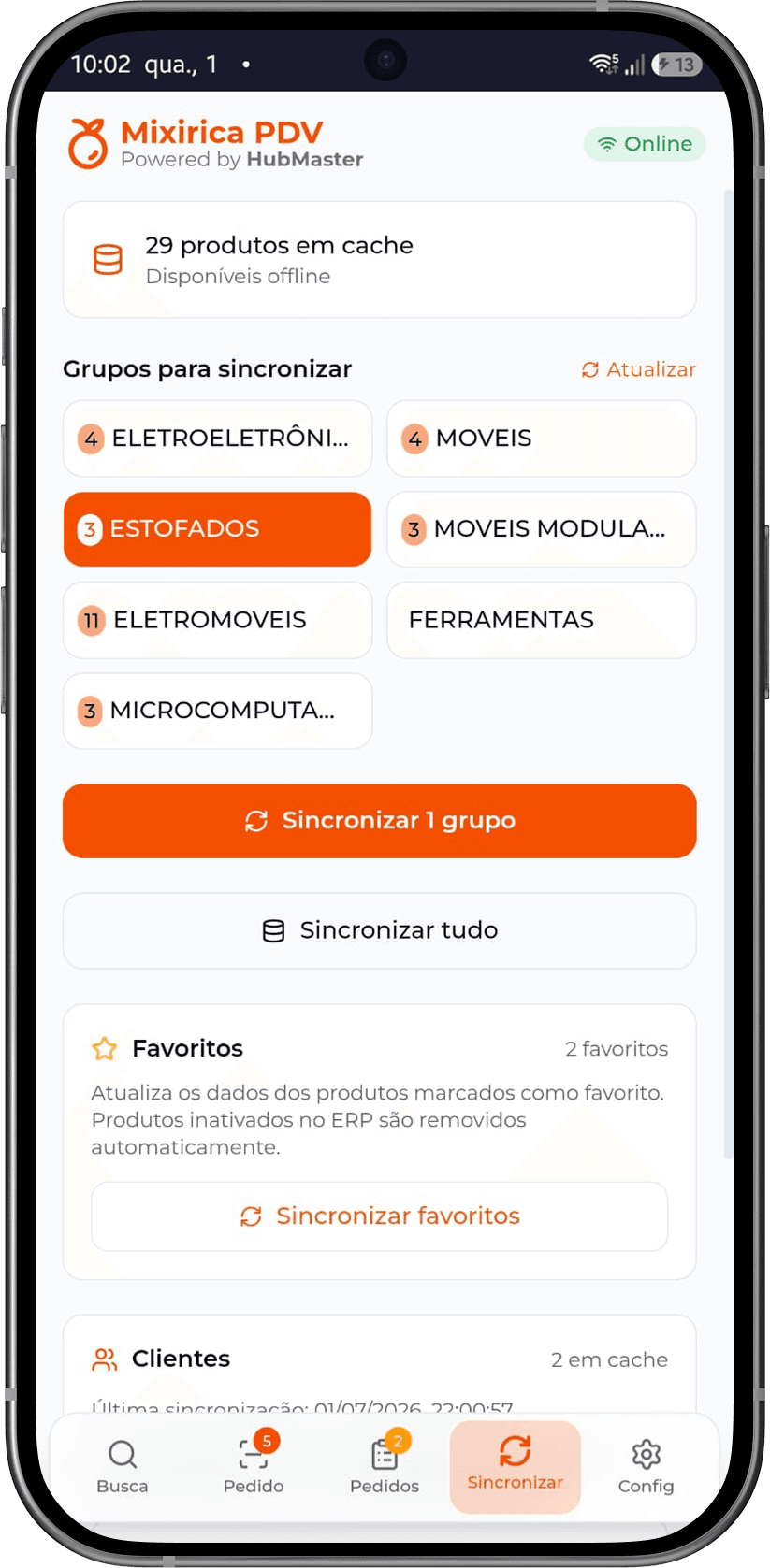 Sincronização automática - configure o intervalo de atualização do catálogo de produtos do ERP