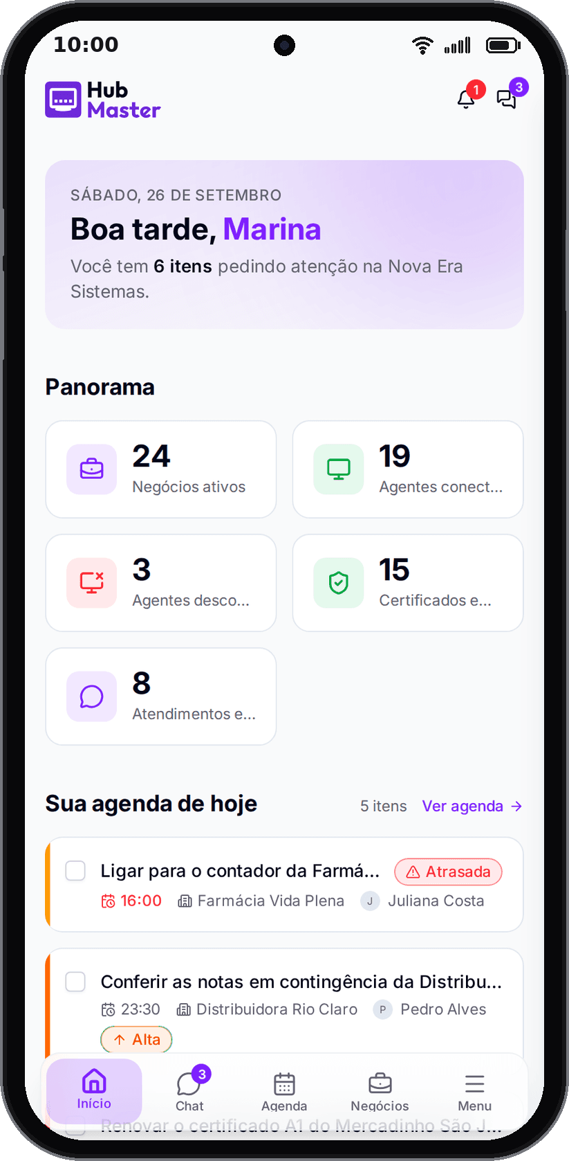 Início no celular, com a barra inferior e o card "Instalar o app".