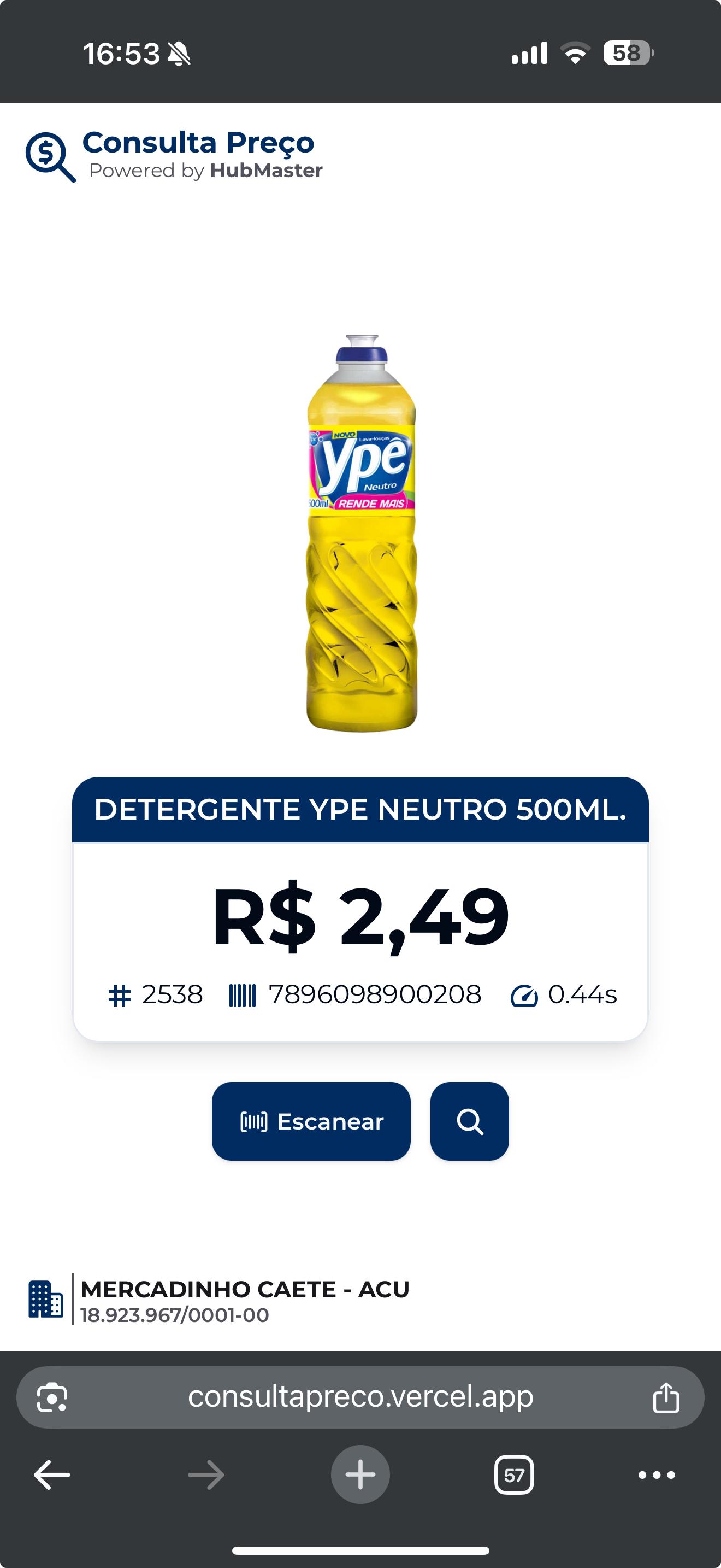 Consulta Preço no celular