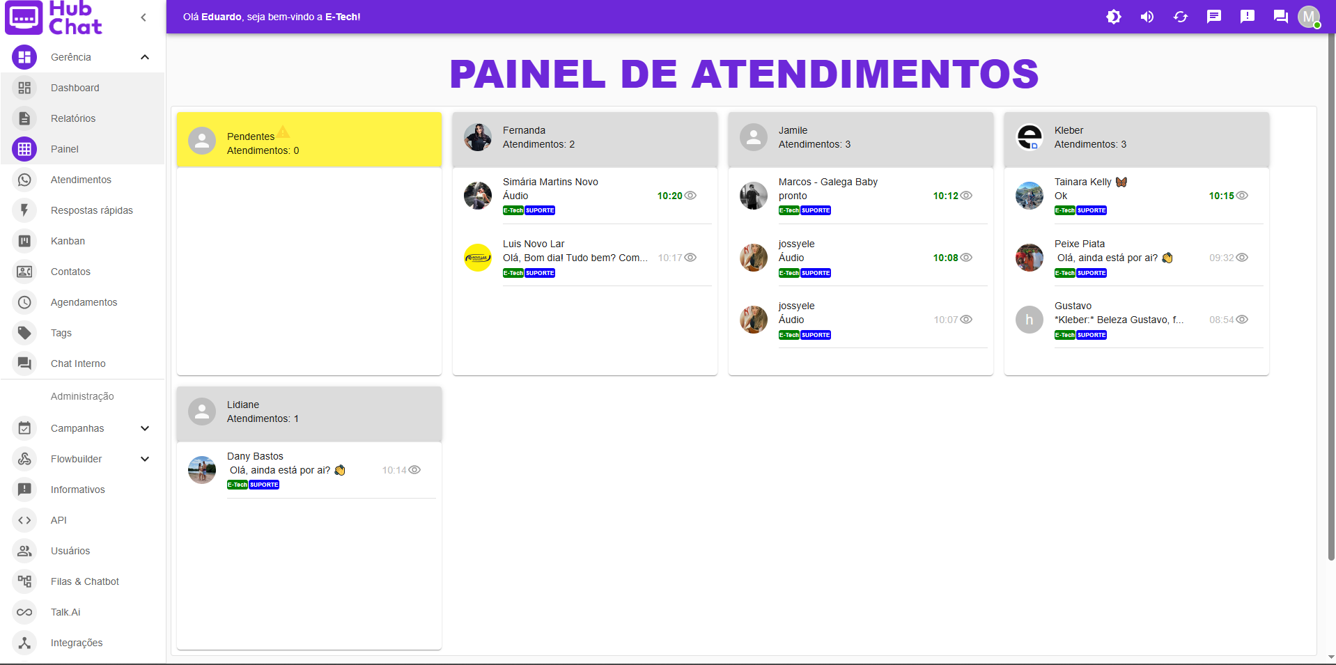 Hub-Chat — Painel Kanban por atendente