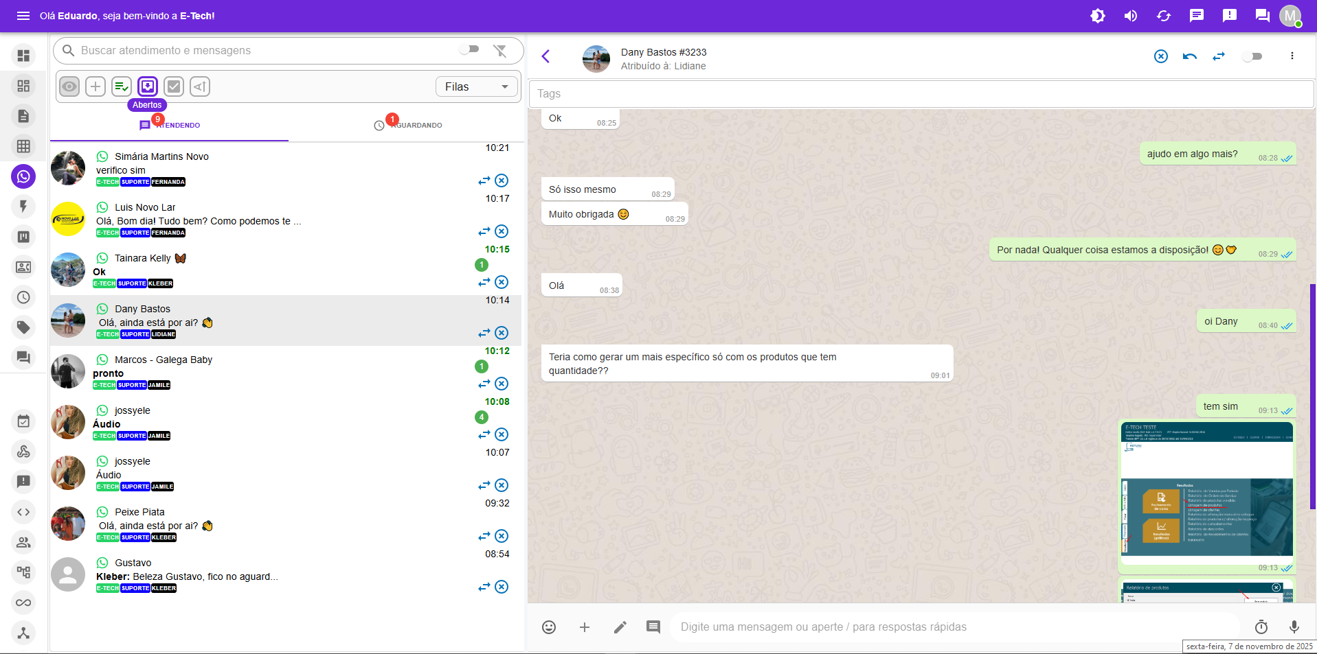 Hub-Chat — Conversa com tags, áudios e notas internas