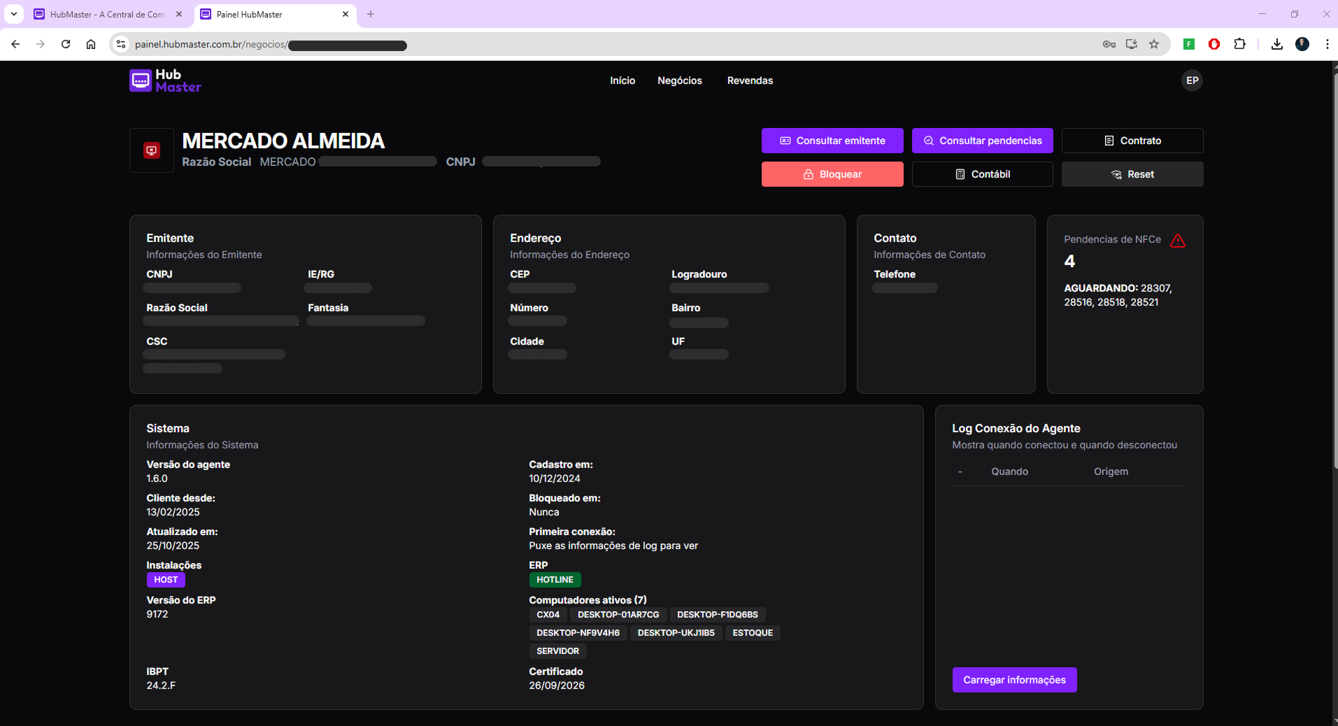Detalhe do Cliente - HubMaster